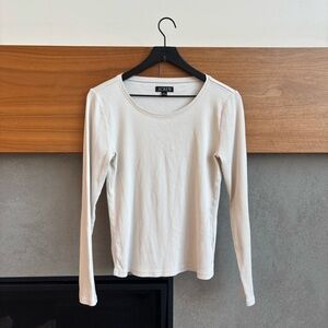 NWOT J. Crew Long-sleeve T-shirt in Vintage Rib In Ivory, Size M